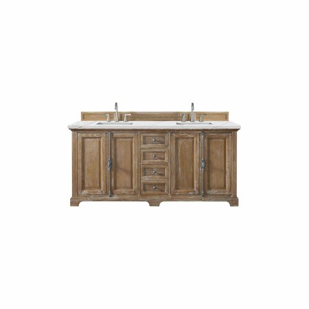 JAMES MARTIN VANITIES Providence 72in Double Vanity, Driftwood w/ 3 CM Ethereal Noctis Quartz Top 238-105-5711-3ENC